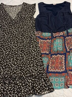 SHEIN Black Dress with White Floral Print set of 2 dresses
